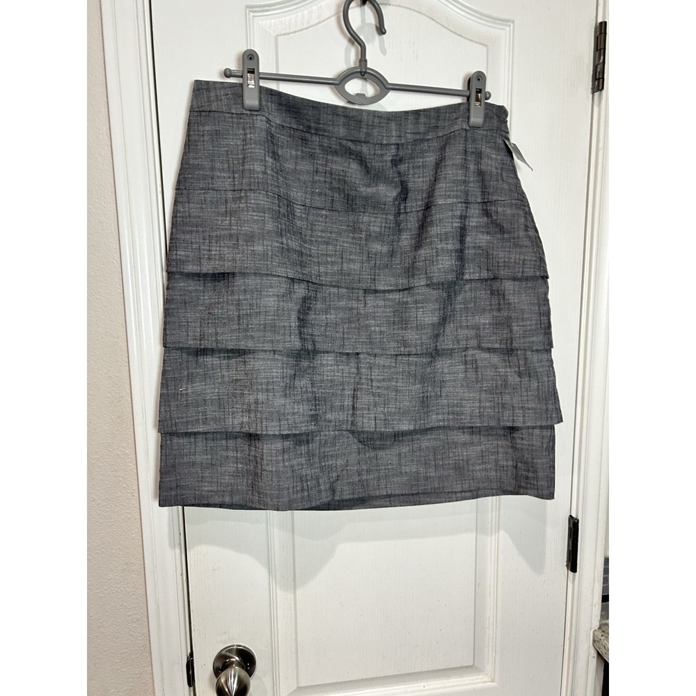 harve benard Tiered Layered Charcoal Grey Skirt Sz 16 NWT business Meeting